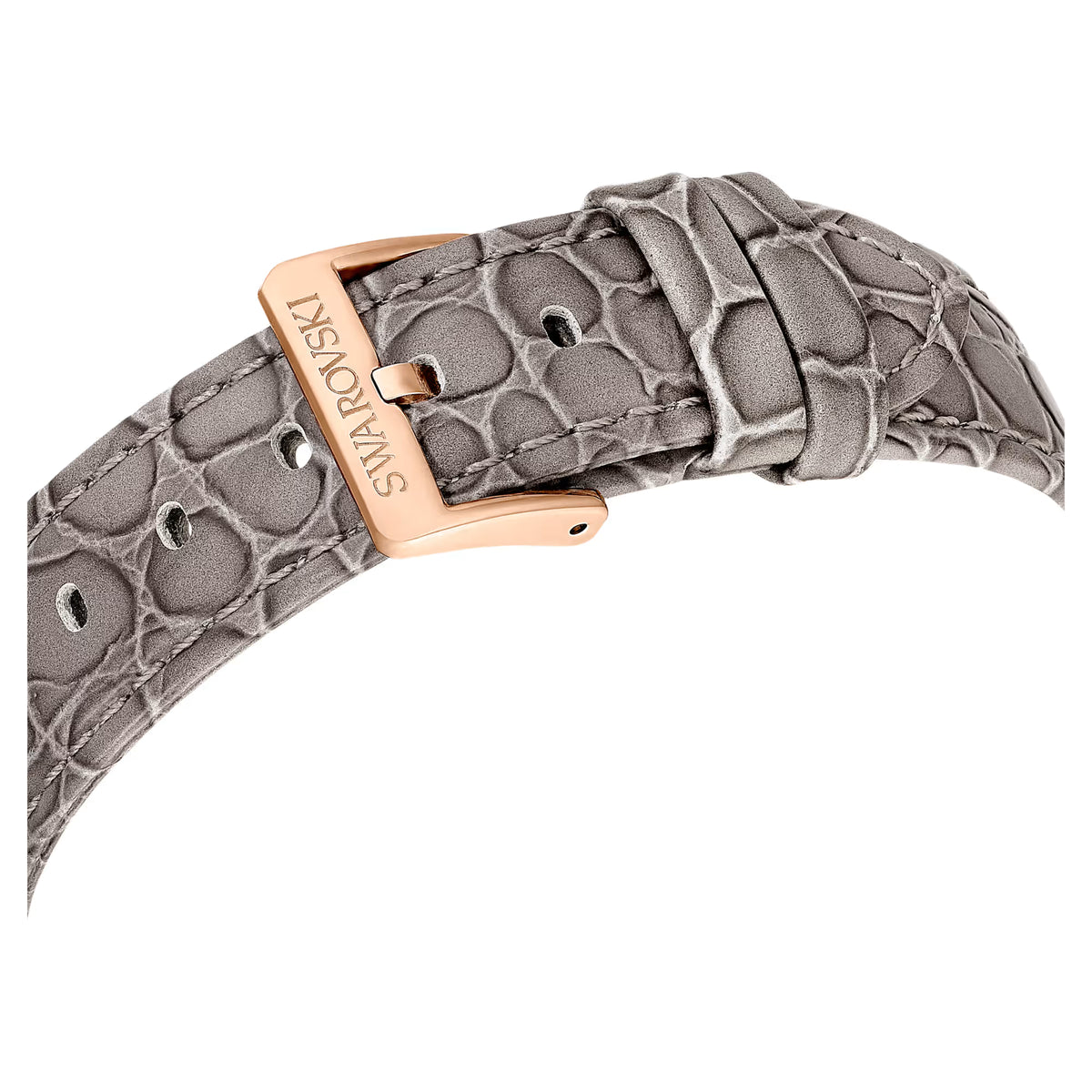 Octea chrono watch, Swiss Made, Leather strap, Grey, Rose gold-tone finish