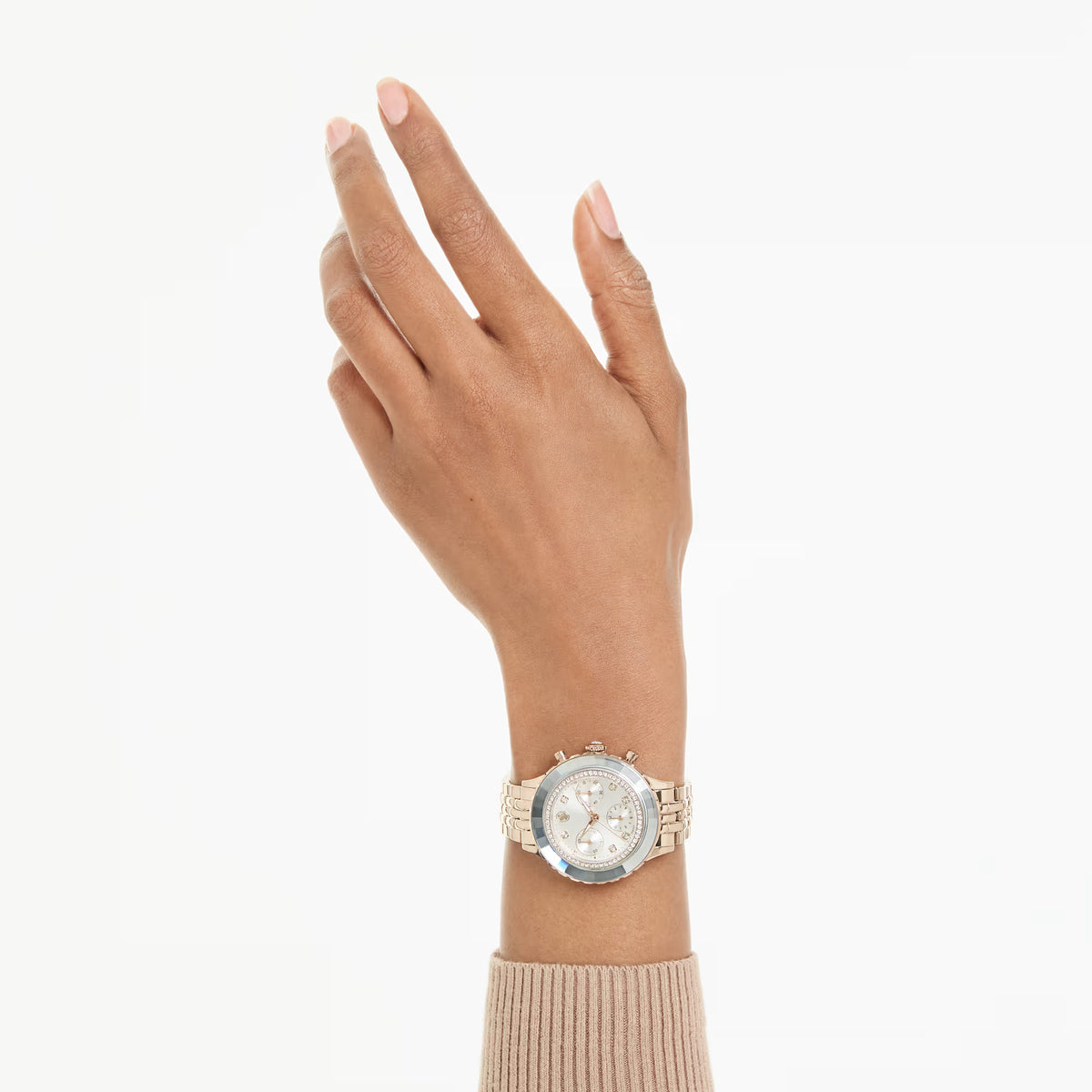 Octea chrono watch, Swiss Made, Metal bracelet, Gold tone, Champagne gold-tone finish