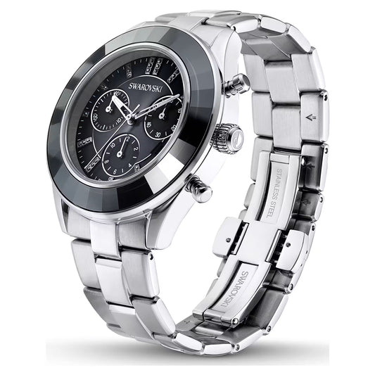 Octea Lux Sport watch, Swiss Made, Metal bracelet, Black, Stainless steel