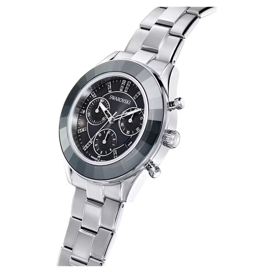 Octea Lux Sport watch, Swiss Made, Metal bracelet, Black, Stainless steel