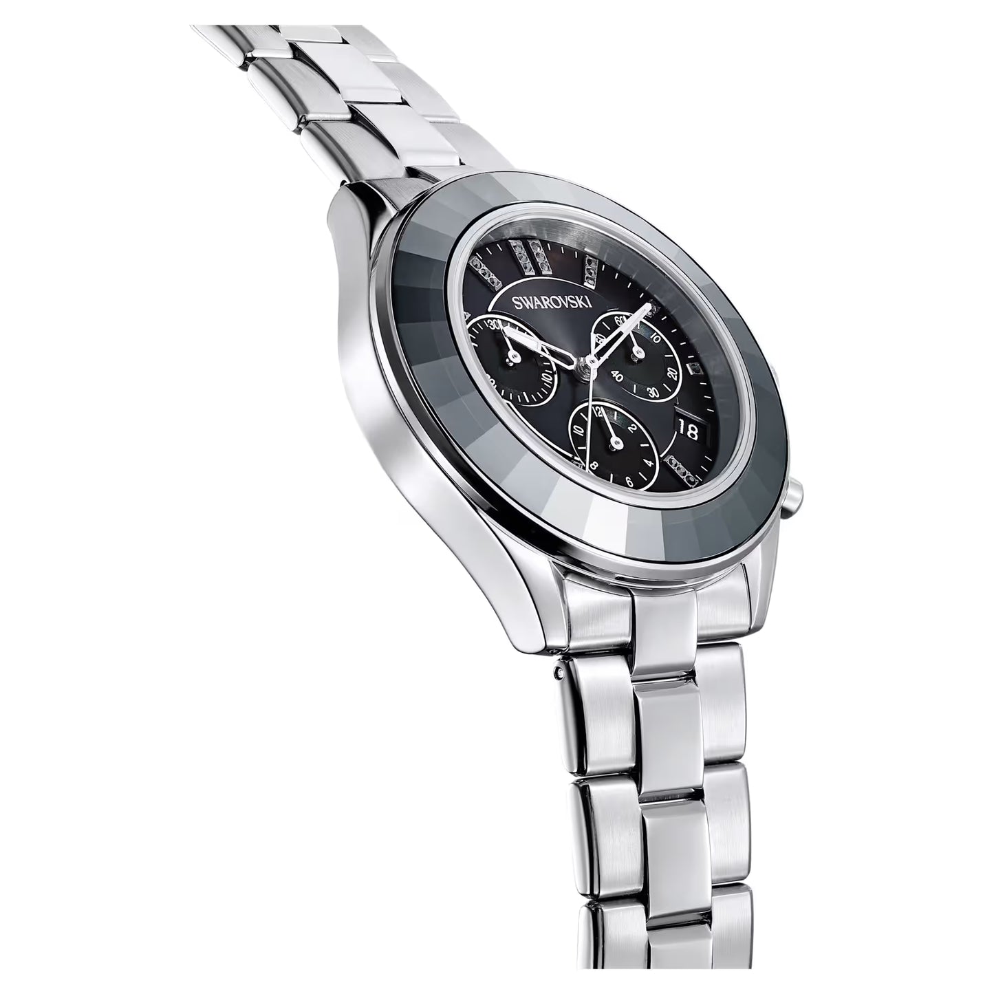 Octea Lux Sport watch, Swiss Made, Metal bracelet, Black, Stainless steel