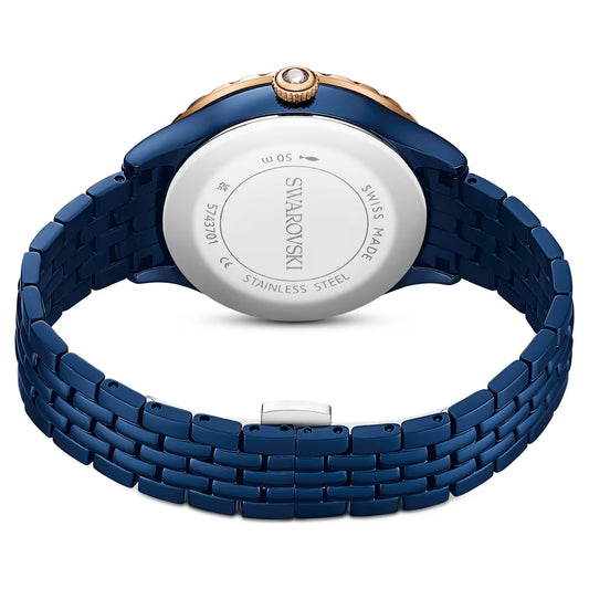 Octea moon watch, Swiss Made, Metal bracelet, Blue, Blue finish