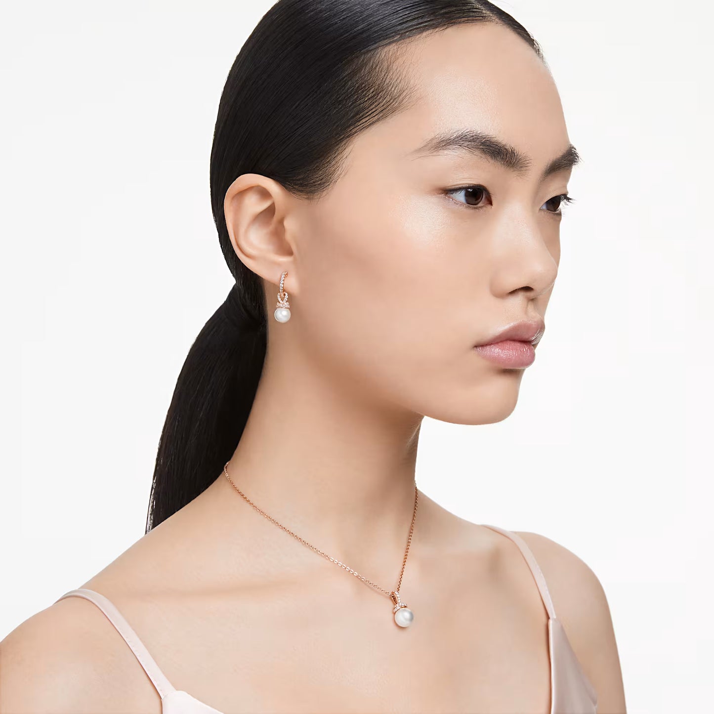 Originally set, White, Rose gold-tone plated