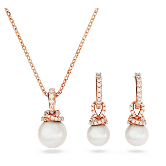 Originally set, White, Rose gold-tone plated