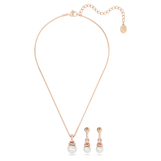 Originally set, White, Rose gold-tone plated