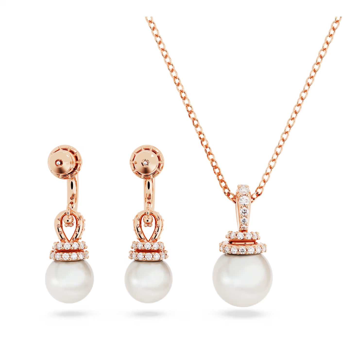 Originally set, White, Rose gold-tone plated