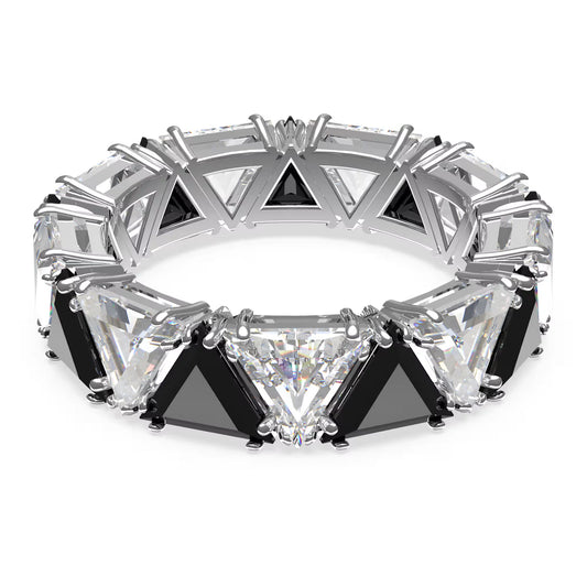 Ortyx cocktail ring, Triangle cut, Black, Rhodium plated, S52