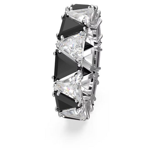 Ortyx cocktail ring, Triangle cut, Black, Rhodium plated, S52