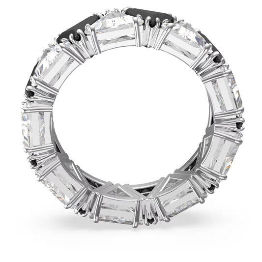 Ortyx cocktail ring, Triangle cut, Black, Rhodium plated, S52