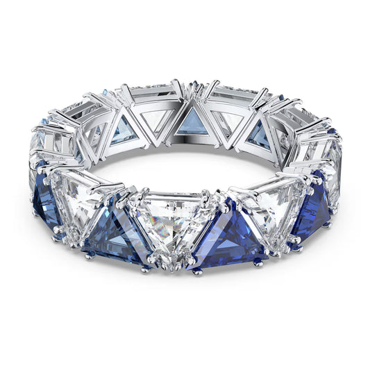 Ortyx cocktail ring, Triangle cut, Blue, Rhodium plated S52