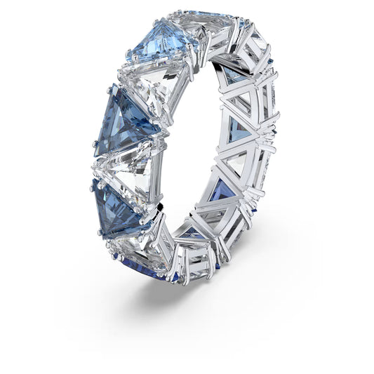Ortyx cocktail ring, Triangle cut, Blue, Rhodium plated S52