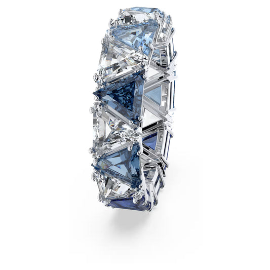 Ortyx cocktail ring, Triangle cut, Blue, Rhodium plated S52