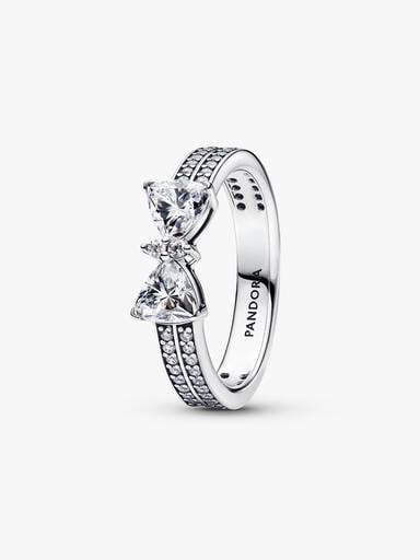 Pandora Sparkling Bow Double-row Ring