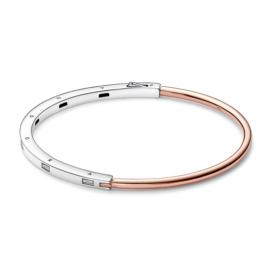 Pandora Signature Two-tone I-D Pavé Bangle 582740C01