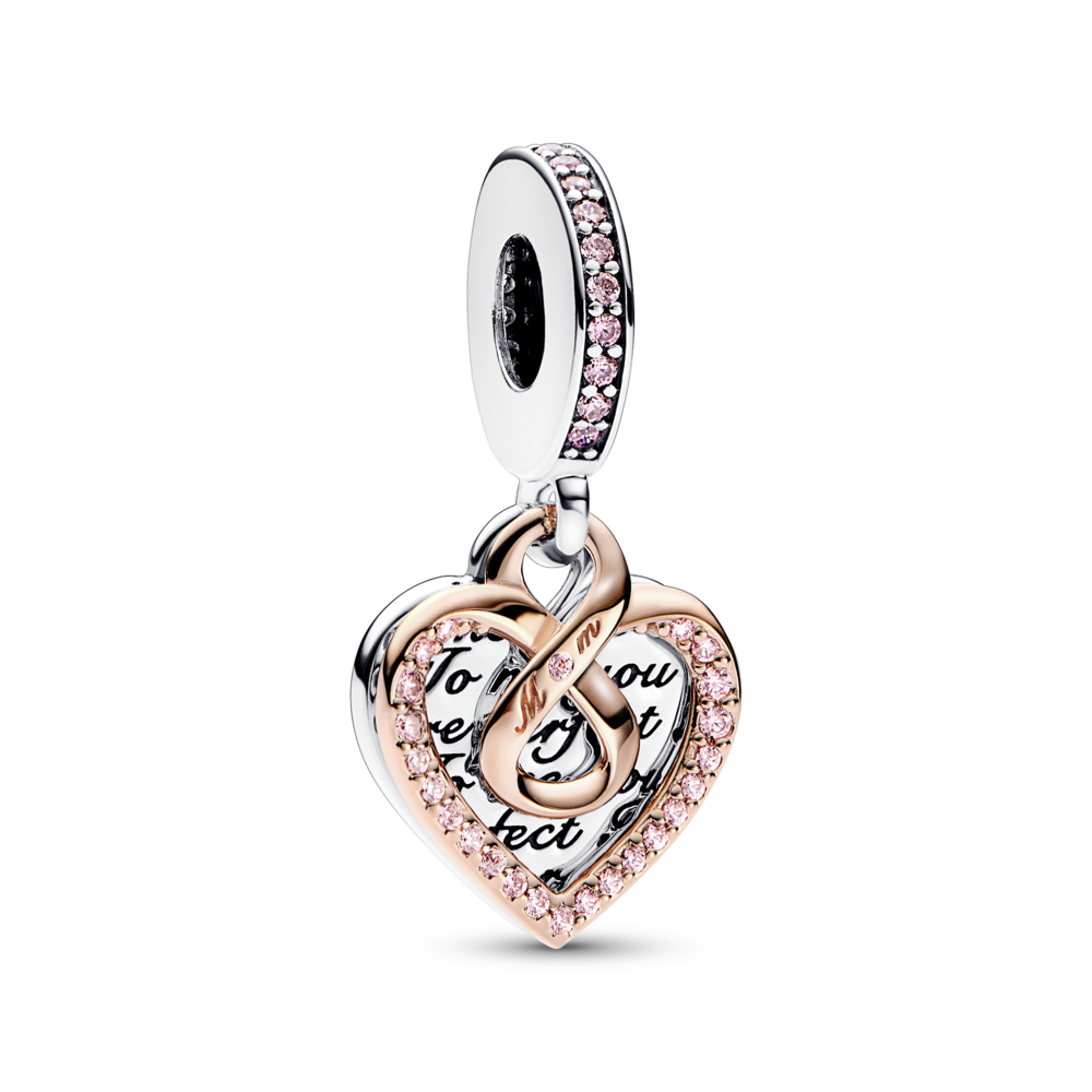 Pandora Two-tone Infinity Heart Double Dangle Charm 782641C01