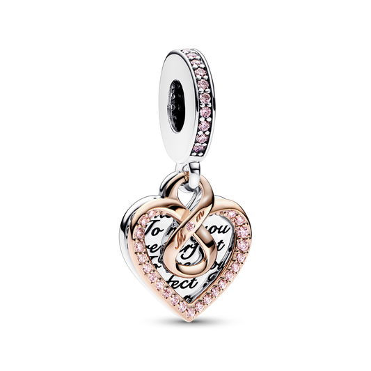 Pandora Two-tone Infinity Heart Double Dangle Charm 782641C01
