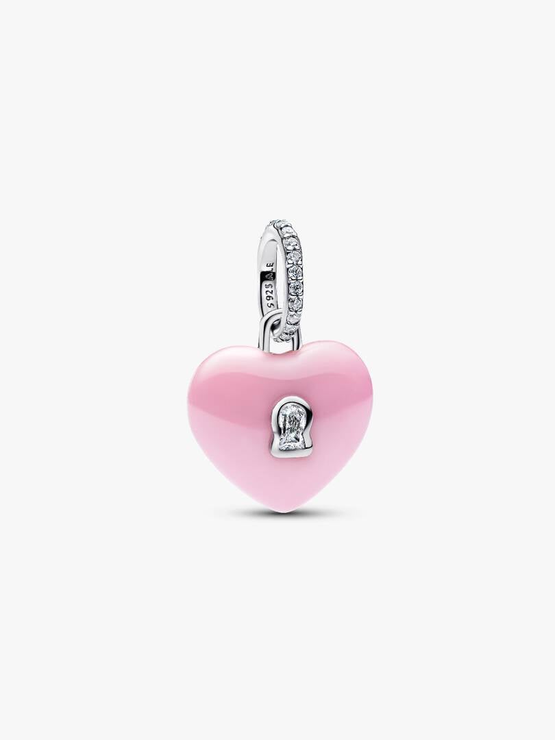 Pandora Pink Ceramic Heart Padlock Dangle Charm 794424C01