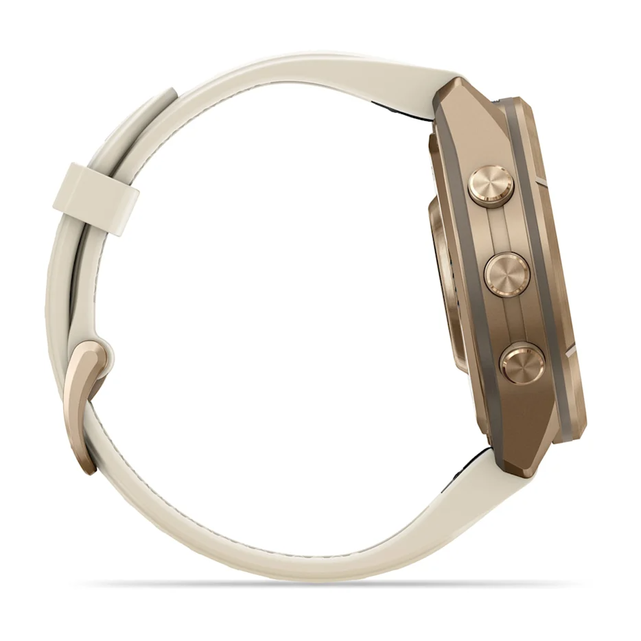 Garmin Fenix 9 Pro 43mm AMOLED Autumn Gold Titanium with Cream/French Grey Silicone Band