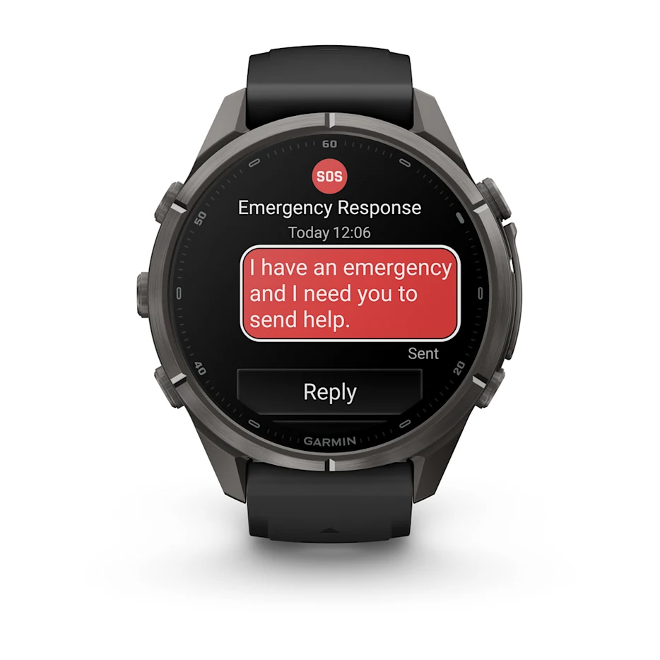Garmin Fenix 9 Pro 43mm AMOLED inReach Carbon Gray DLC Titanium with Black/Pebble Grey Silicone Band