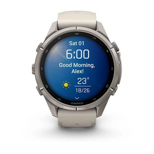 Garmin Fenix 9 Pro 43mm AMOLED Titanium with Fog Grey/Dark Sandstone Silicone Band