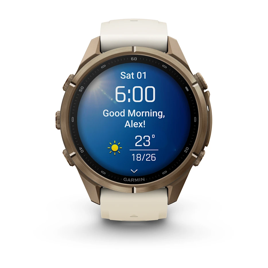 Garmin Fenix 9 Pro 43mm AMOLED Autumn Gold Titanium with Cream/French Grey Silicone Band