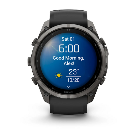 Garmin Fenix 9 Pro 51mm AMOLED Carbon Gray DLC Titanium with Black/Pebble Grey Silicone Band