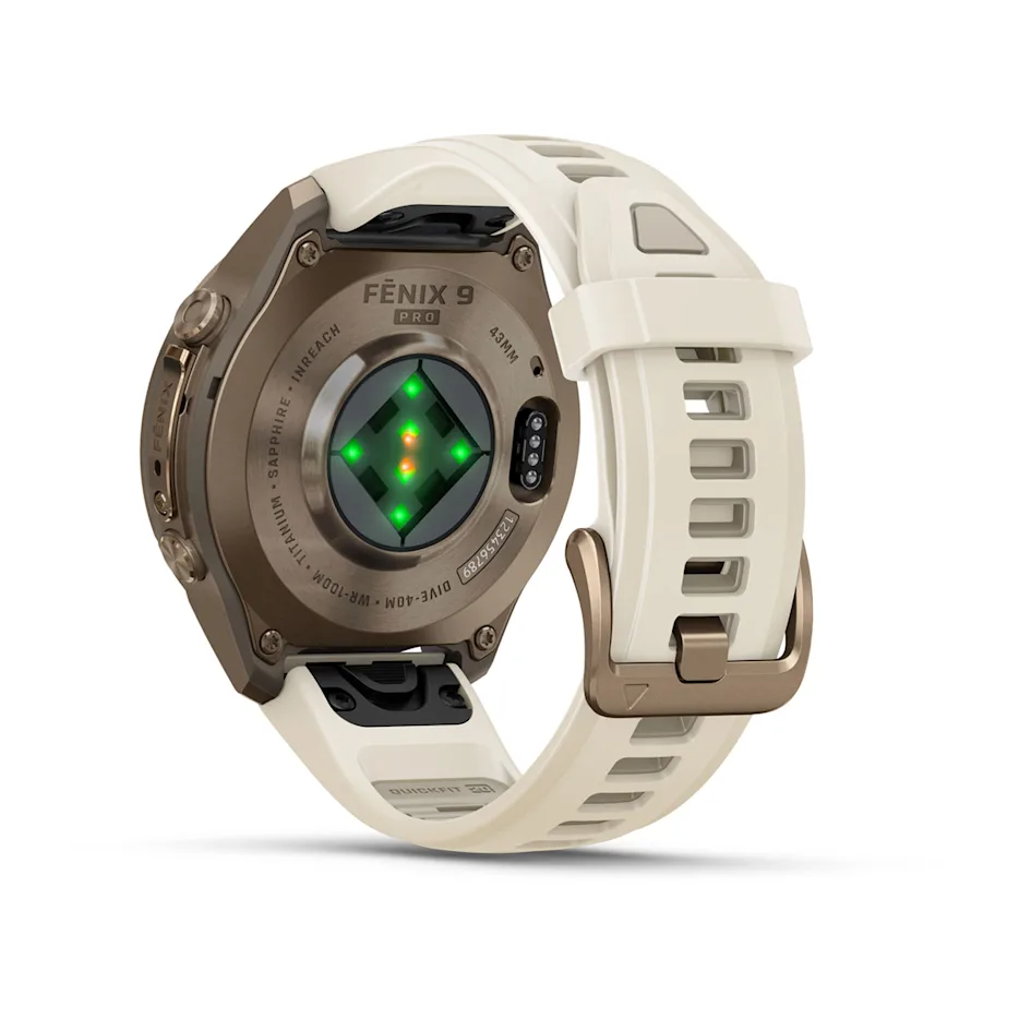 Garmin Fenix 9 Pro 43mm AMOLED inReach Autumn Gold Titanium with Cream/French Grey Silicone Band