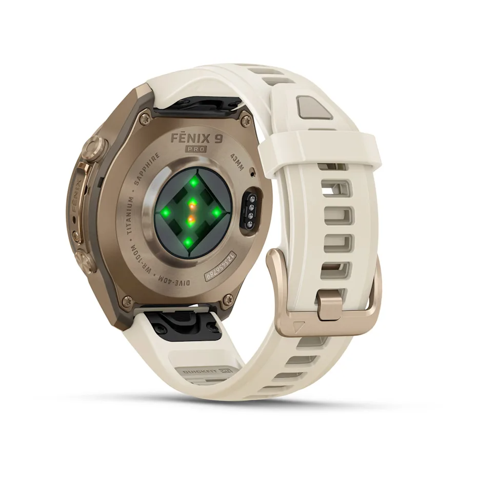 Garmin Fenix 9 Pro 43mm AMOLED Autumn Gold Titanium with Cream/French Grey Silicone Band