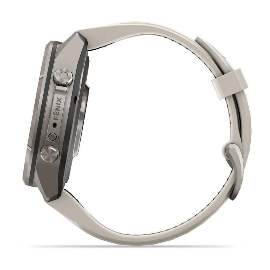 Garmin Fenix 9 Pro 43mm AMOLED Titanium with Fog Grey/Dark Sandstone Silicone Band