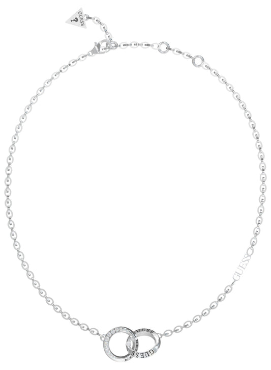 Rhodium Plated 16-18'' Crystal-Set Interlocking Forever Links Necklace