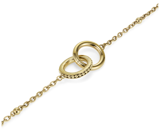 Ladies Green Dial Watch and Gold Toned Interlinked Bracelet Set