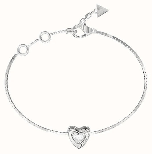 Guess Beloved Crystal Heart Silver Bracelet