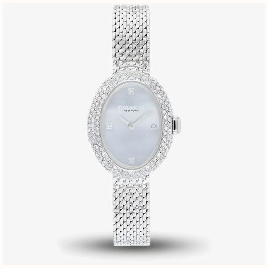 Coach Ladies Sammy Light Blue Dial Mesh Bracelet Watch