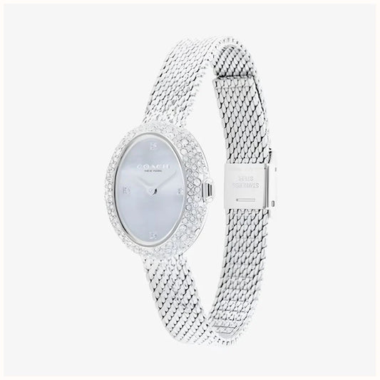 Coach Ladies Sammy Light Blue Dial Mesh Bracelet Watch