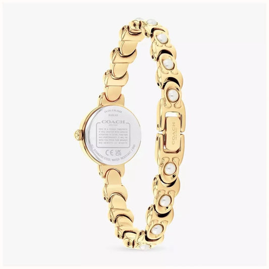 Coach Iris Mother of Pearl Dial Golden Pearl Bracelet Watch