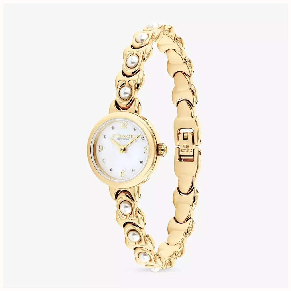 Coach Iris Mother of Pearl Dial Golden Pearl Bracelet Watch