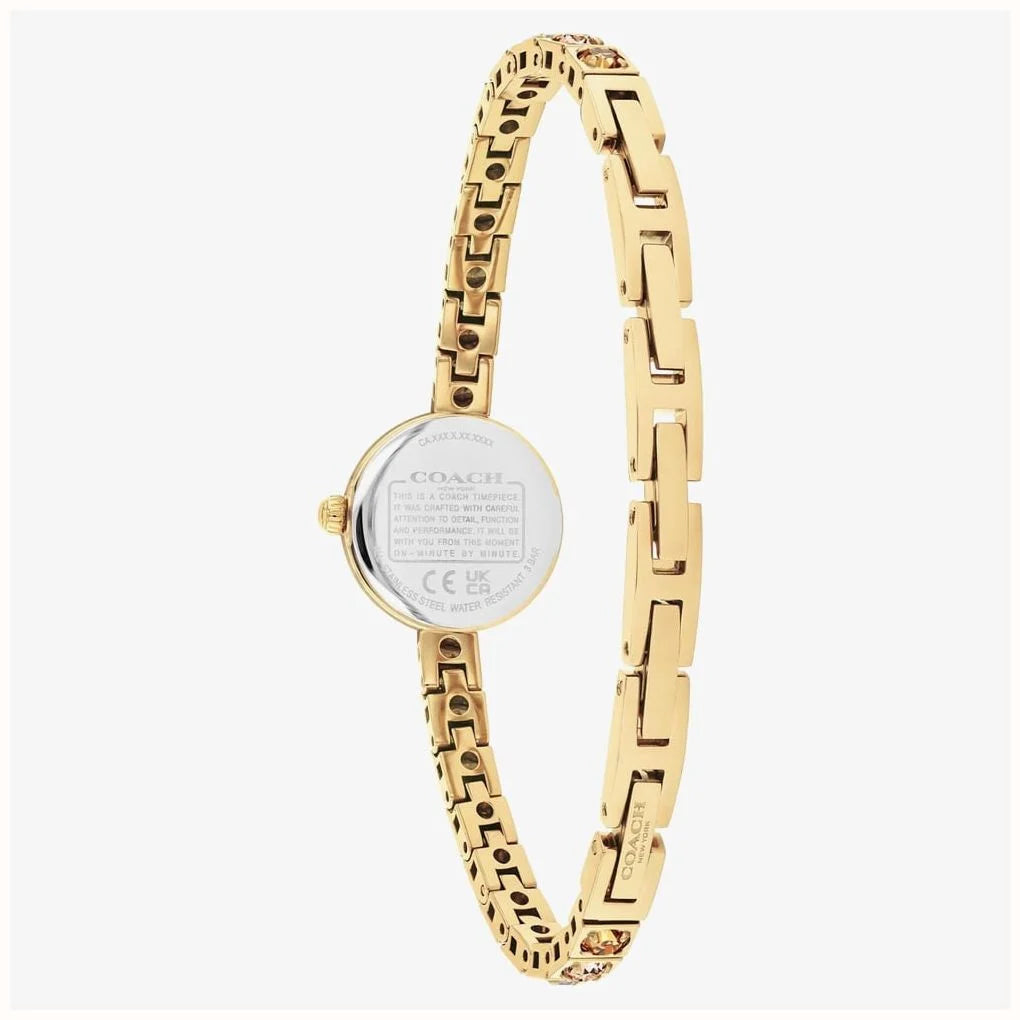 Coach Ladies Iris Gold Dial Golden Tennis Bracelet