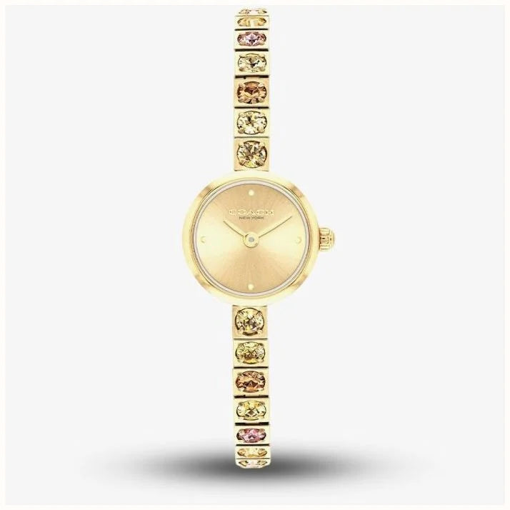 Coach Ladies Iris Gold Dial Golden Tennis Bracelet