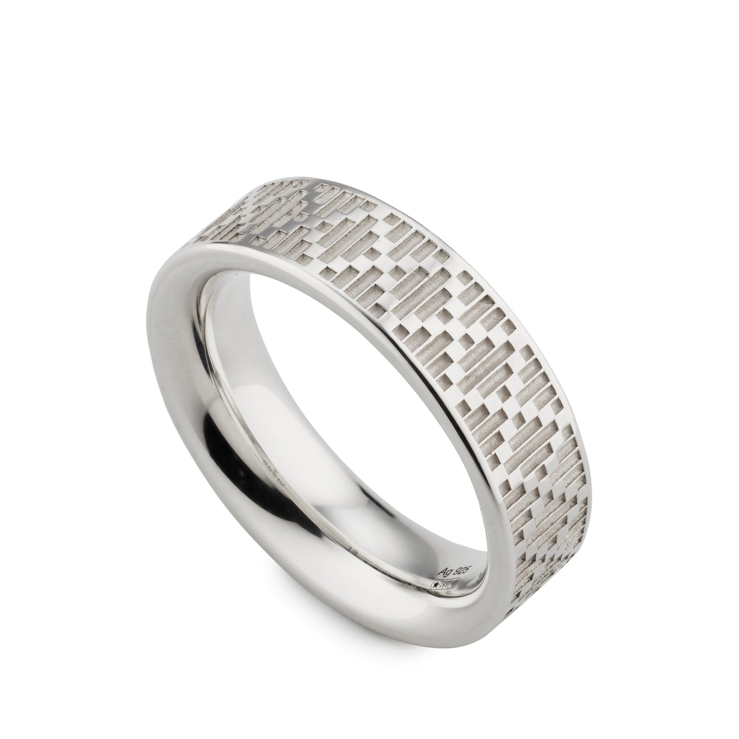 Gucci Diamante Pattern Sterling Silver 6mm Ring