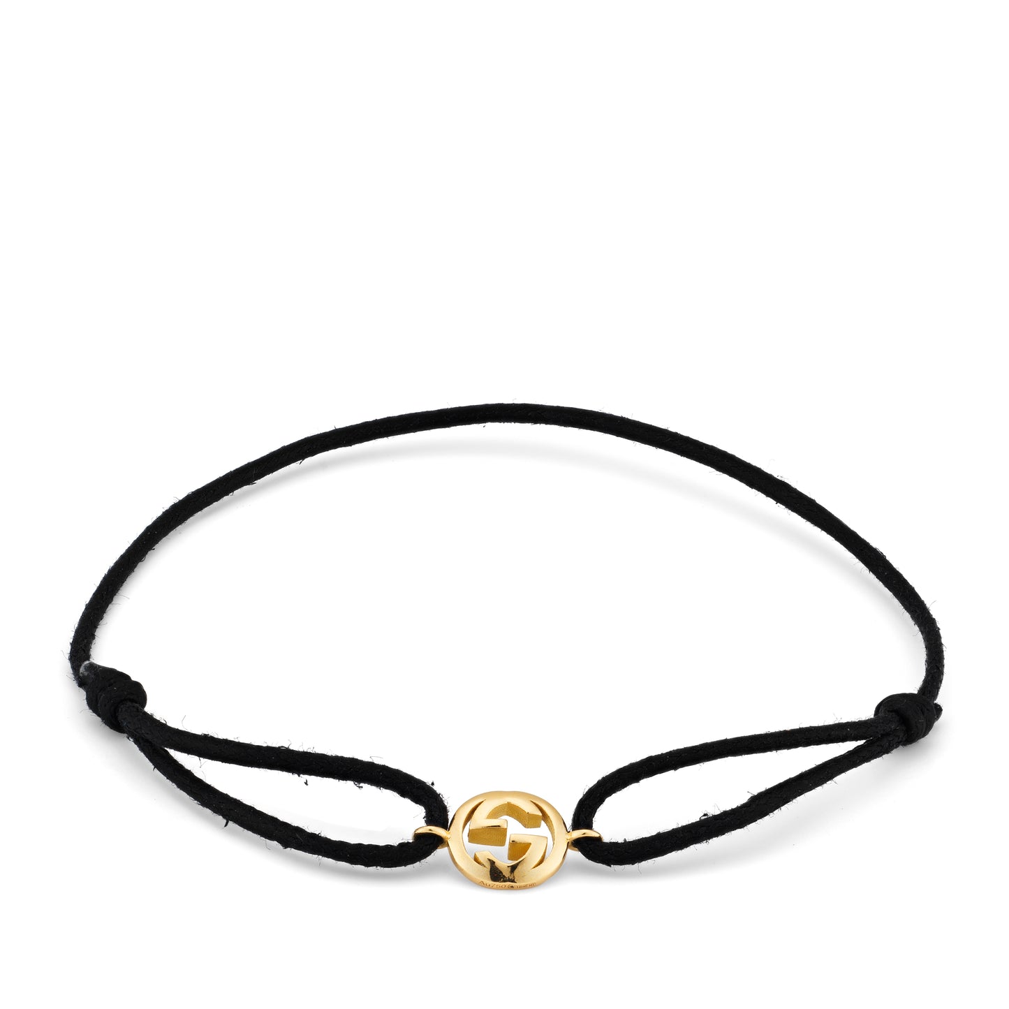 Gucci Interlocking 18k Yellow Gold and Black Cotton Bracelet