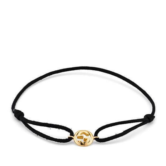 Gucci Interlocking 18k Yellow Gold and Black Cotton Bracelet