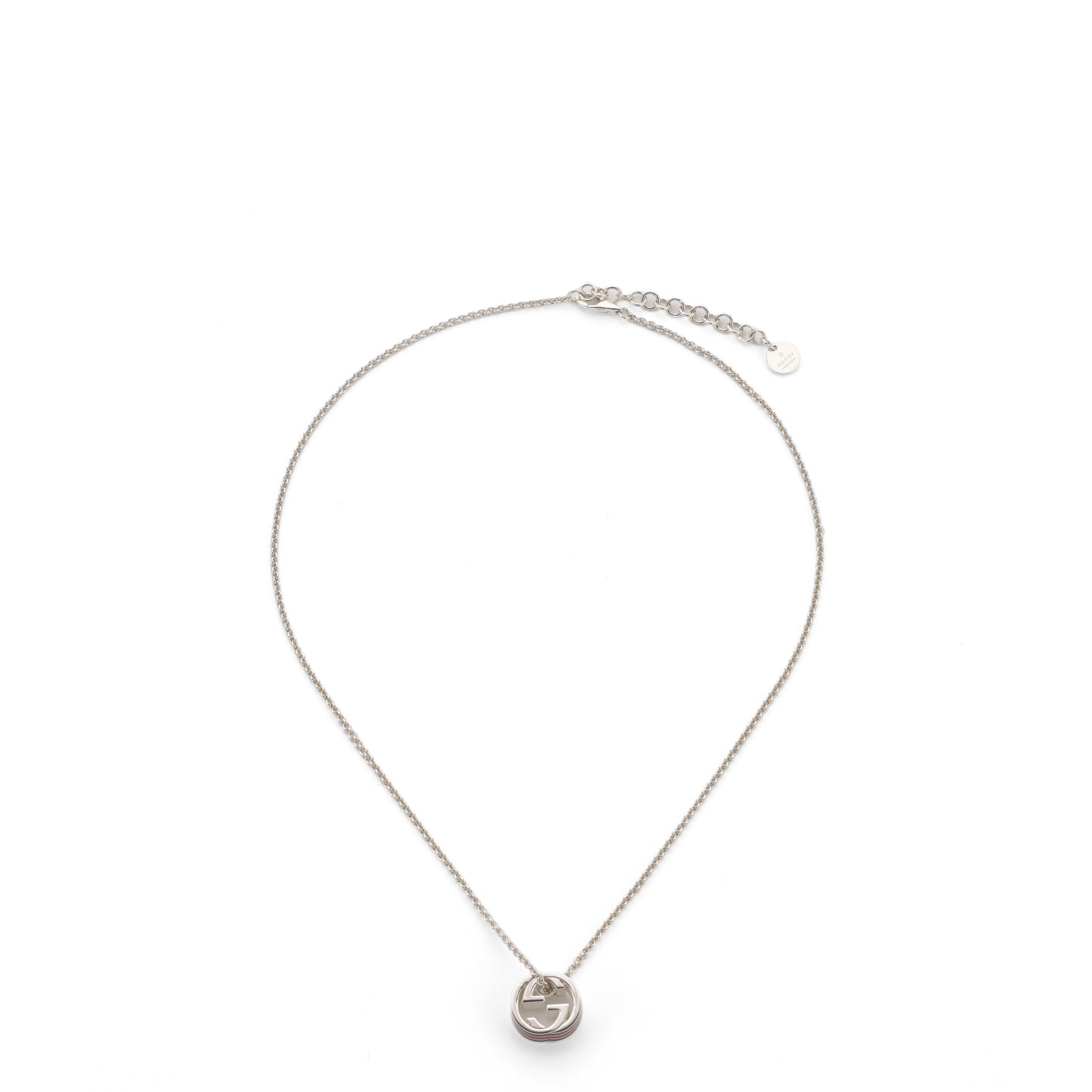 Gucci Web Necklace 50cm in Sterling Silver Red and Green Enamel
