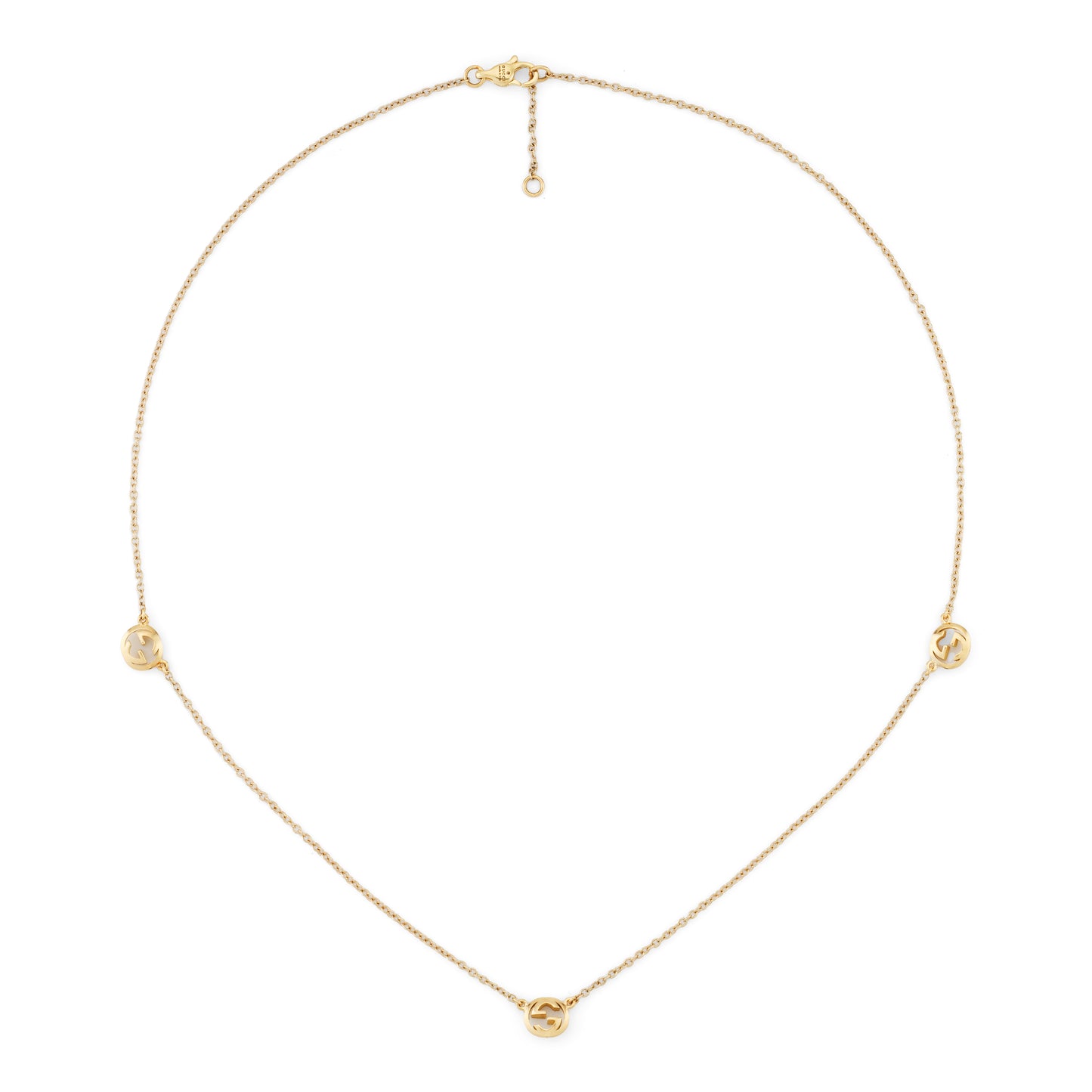 Gucci Interlocking 18ct Yellow Gold 3 Elements 42cm Necklace
