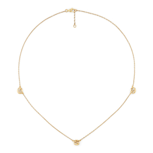Gucci Interlocking 18ct Yellow Gold 3 Elements 42cm Necklace