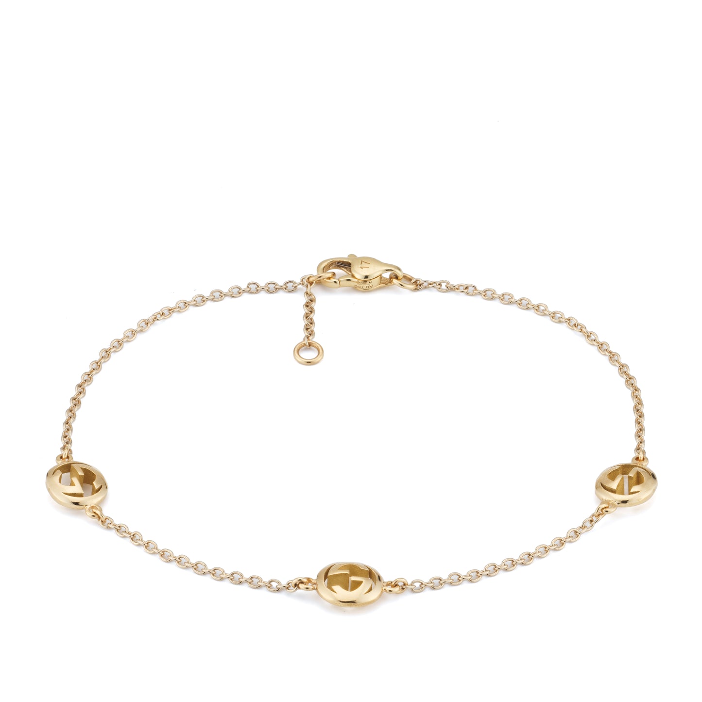 Gucci Interlocking 18k Yellow Gold 3 Elements Bracelet - Size 17
