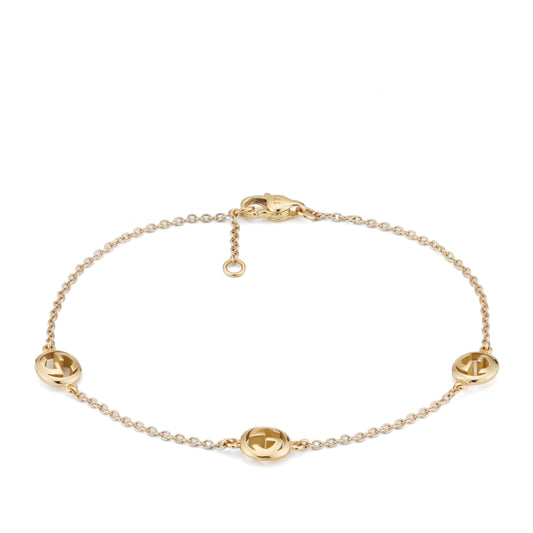 Gucci Interlocking 18ct Yellow Gold 3 Elements Bracelet - Size 17