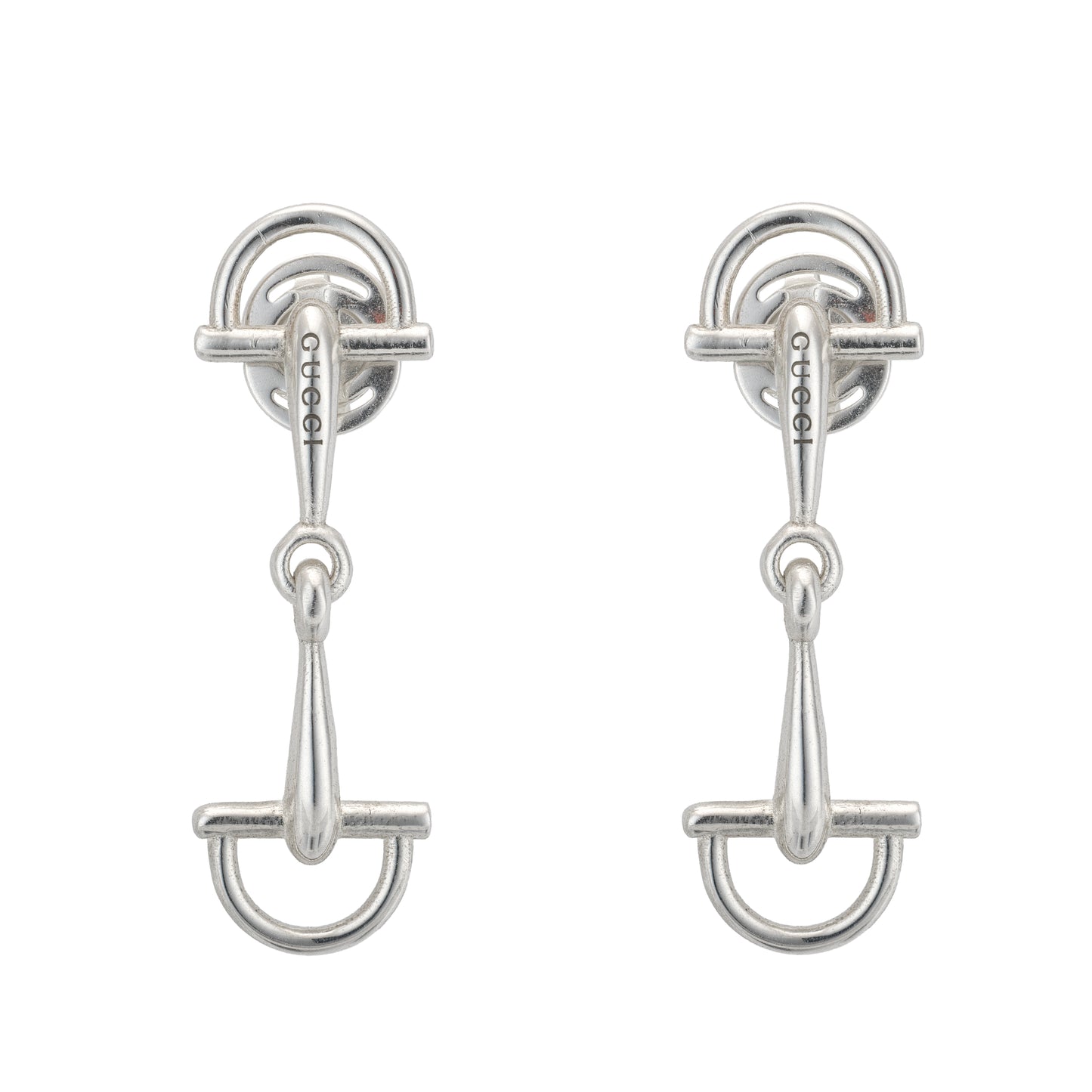Gucci Staffa Sterling Silver 28mm Pendant Earrings