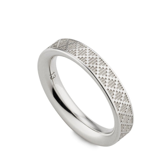 Diamante Sterling Silver Pattern Ring 4mm