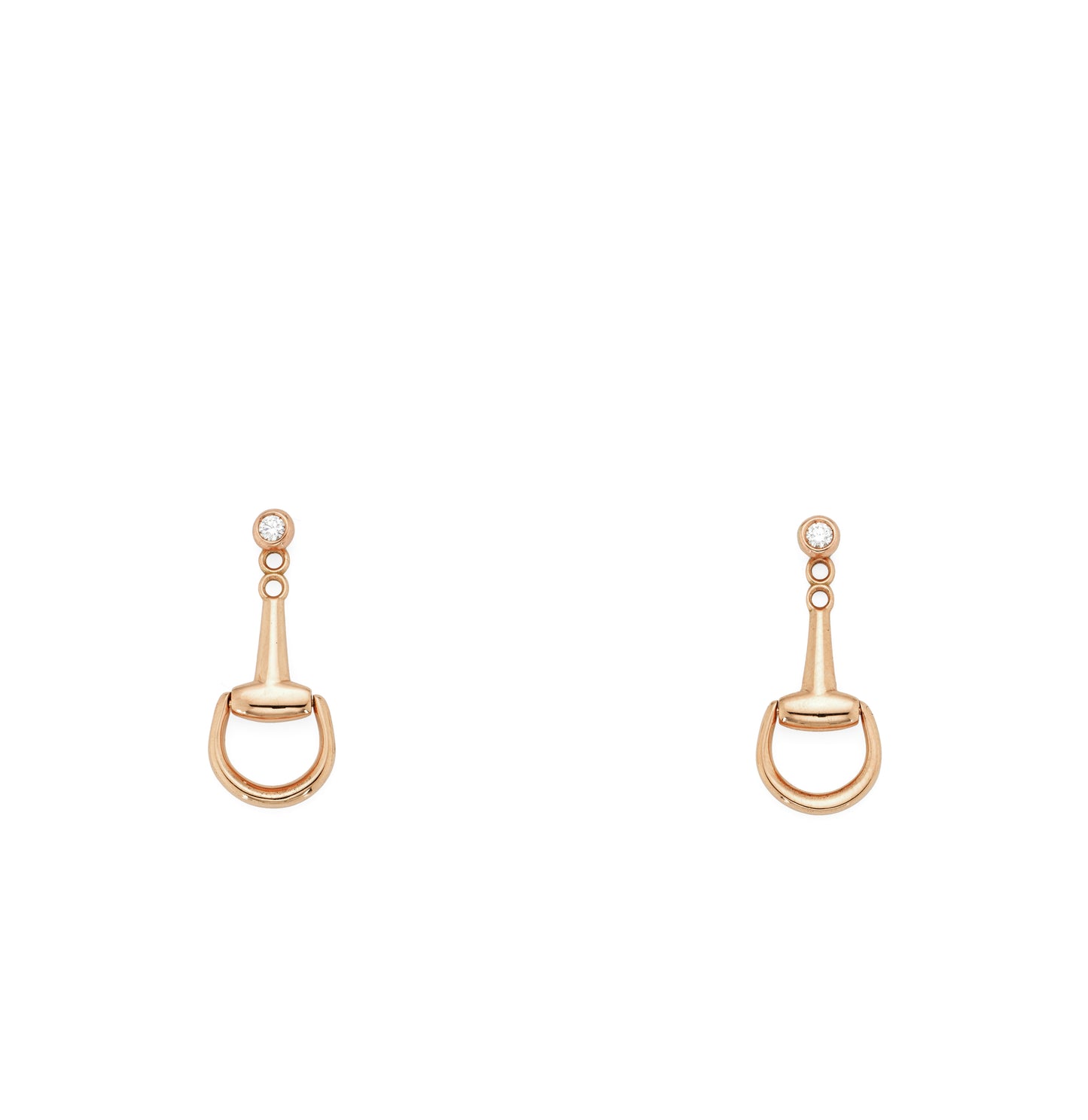 Horsebit Earrings in Pink Gold and Diamonds