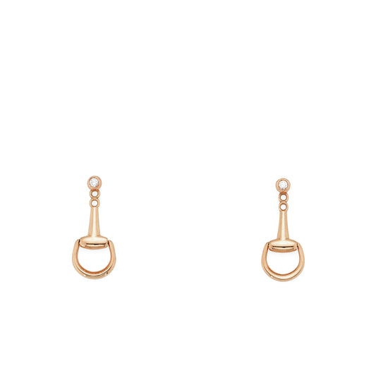 Horsebit Earrings in Pink Gold and Diamonds